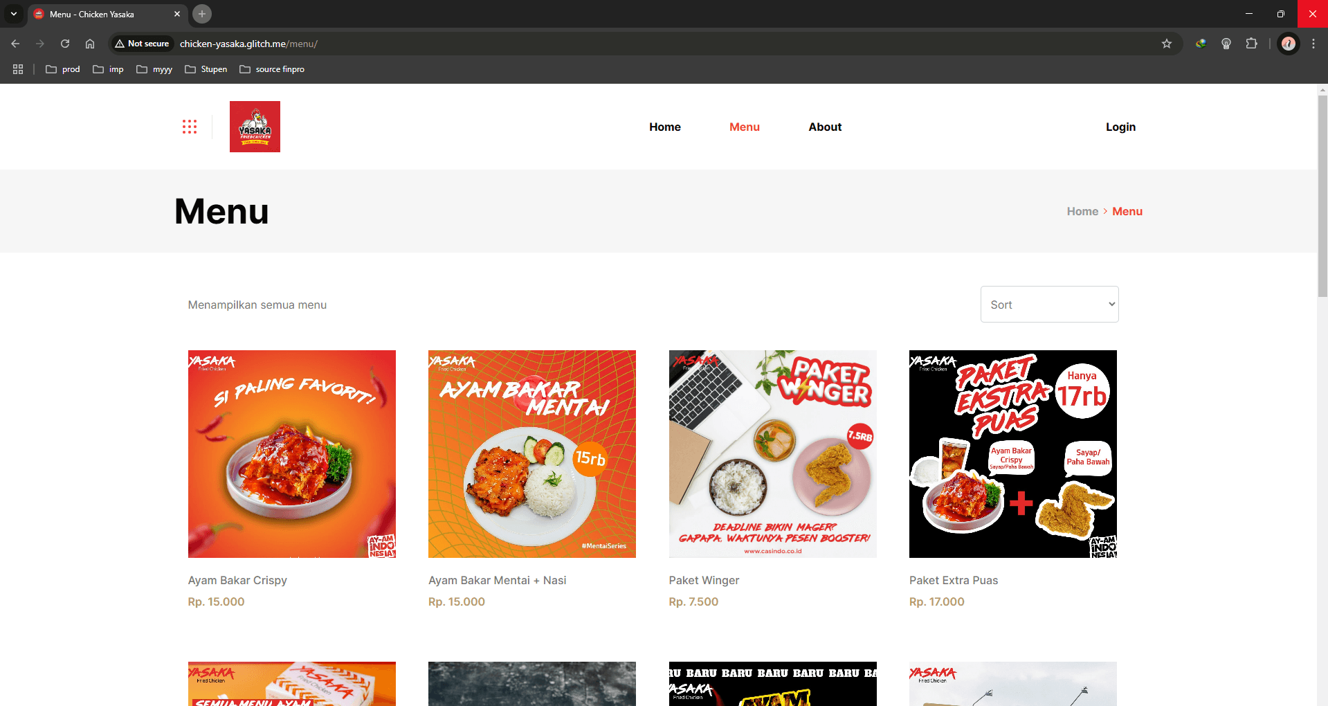 Chicken Yasaka (E-Commerce Web)